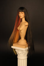 Load image into Gallery viewer, Designer&#39;s Wig- Half Brown Half Rainbow Bang

